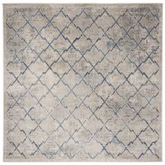 BRENTWOOD, LIGHT GREY / BLUE, 6'-7" X 6'-7" Square, Area Rug, BNT809G-7SQ