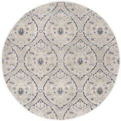 BRENTWOOD, LIGHT GREY / BLUE, 6'-7" X 6'-7" Round, Area Rug, BNT860G-7R