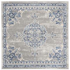 BRENTWOOD, LIGHT GREY / BLUE, 6'-7" X 6'-7" Square, Area Rug, BNT867G-7SQ