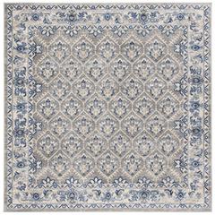 BRENTWOOD, LIGHT GREY / BLUE, 6'-7" X 6'-7" Square, Area Rug, BNT869G-7SQ
