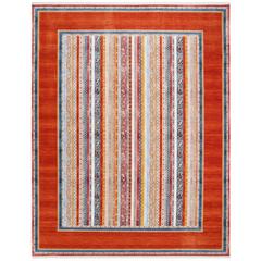 BOKHARA, ORANGE / BLUE, 8' X 10', Area Rug