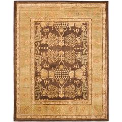 BERGAMA, BROWN / GREEN, 9'-6" X 13'-6", Area Rug