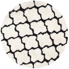 SG-BSG-Barcelona Shag, IVORY / BLACK, 5' X 5' Round, Area Rug, BSG319C-5R
