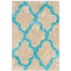 SG-BSG-Barcelona Shag, CREAM / BLUE, 2' X 3', Area Rug