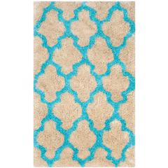 SG-BSG-Barcelona Shag, CREAM / BLUE, 3' X 5', Area Rug