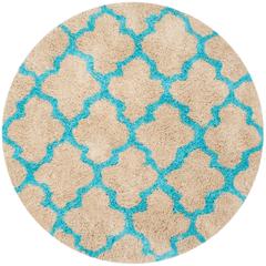 SG-BSG-Barcelona Shag, CREAM / BLUE, 5' X 5' Round, Area Rug