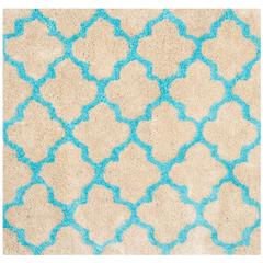 SG-BSG-Barcelona Shag, CREAM / BLUE, 5' X 5' Square, Area Rug