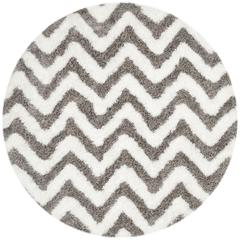 SG-BSG-Barcelona Shag, IVORY / SILVER, 5' X 5' Round, Area Rug, BSG320A-5R