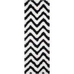SG-BSG-Barcelona Shag, IVORY / BLACK, 2'-3" X 7', Area Rug, BSG320C-27