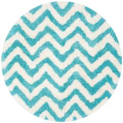 SG-BSG-Barcelona Shag, IVORY / BLUE, 5' X 5' Round, Area Rug