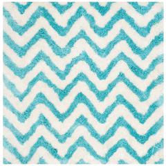 SG-BSG-Barcelona Shag, IVORY / BLUE, 5' X 5' Square, Area Rug