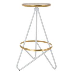Galexia Bar Stool, White/Gold Top