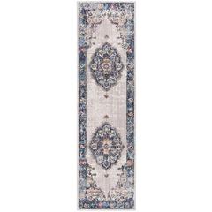 BRISTOL, LIGHT GREY / BLUE, 2'-3" X 10', Area Rug