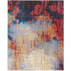 BRISTOL, BLUE / RUST, 8' X 10', Area Rug