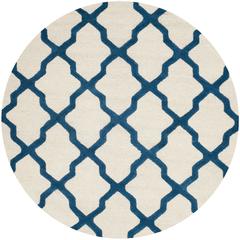 CAMBRIDGE, IVORY / NAVY, 6' X 6' Round, Area Rug, CAM121Z-6R