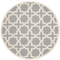 CAMBRIDGE, SILVER / IVORY, 4' X 4' Round, Area Rug, CAM125D-4R