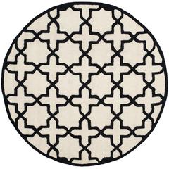 CAMBRIDGE, IVORY / BLACK, 6' X 6' Round, Area Rug, CAM125W-6R