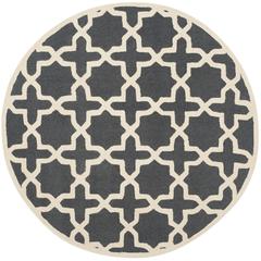CAMBRIDGE, DARK GREY / IVORY, 4' X 4' Round, Area Rug, CAM125X-4R