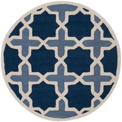 CAMBRIDGE, BLUE / IVORY, 4' X 4' Round, Area Rug