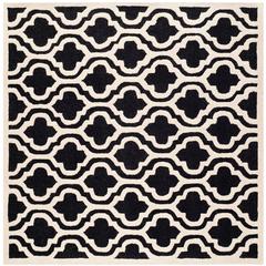 CAMBRIDGE, BLACK / IVORY, 6' X 6' Square, Area Rug, CAM132E-6SQ