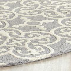 CAMBRIDGE, SILVER / IVORY, 4' X 4' Round, Area Rug, CAM133D-4R