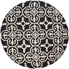 CAMBRIDGE, BLACK / IVORY, 6' X 6' Round, Area Rug, CAM133E-6R