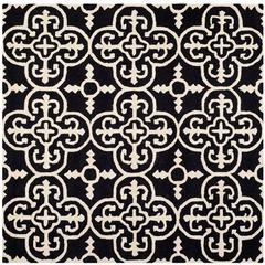 CAMBRIDGE, BLACK / IVORY, 6' X 6' Square, Area Rug, CAM133E-6SQ