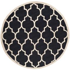 CAMBRIDGE, BLACK / IVORY, 6' X 6' Round, Area Rug, CAM134E-6R