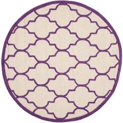 CAMBRIDGE, IVORY / PURPLE, 6' X 6' Round, Area Rug, CAM134V-6R