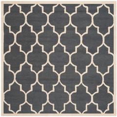 CAMBRIDGE, DARK GREY / IVORY, 10' X 10' Square, Area Rug