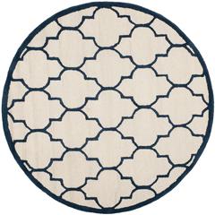 CAMBRIDGE, IVORY / NAVY, 6' X 6' Round, Area Rug, CAM134Z-6R