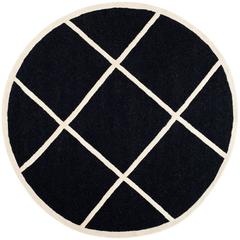CAMBRIDGE, BLACK / IVORY, 6' X 6' Round, Area Rug, CAM136E-6R