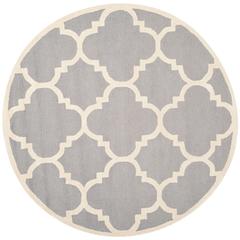 CAMBRIDGE, SILVER / IVORY, 6' X 6' Round, Area Rug, CAM140D-6R