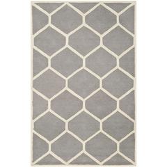 CAMBRIDGE, SILVER / IVORY, 5' X 8', Area Rug, CAM144D-5