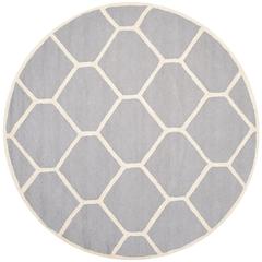 CAMBRIDGE, SILVER / IVORY, 6' X 6' Round, Area Rug, CAM144D-6R