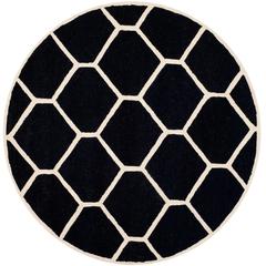 CAMBRIDGE, BLACK / IVORY, 6' X 6' Round, Area Rug, CAM144E-6R