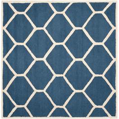 CAMBRIDGE, NAVY BLUE / IVORY, 6' X 6' Square, Area Rug, CAM144G-6SQ