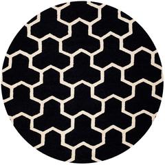 CAMBRIDGE, BLACK / IVORY, 6' X 6' Round, Area Rug, CAM146E-6R