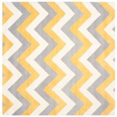 CAMBRIDGE, GREY / GOLD, 4' X 4' Square, Area Rug
