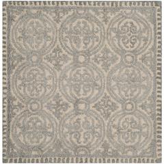 CAMBRIDGE, DUSTY BLUE / CEMENT, 4' X 4' Square, Area Rug