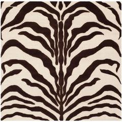 CAMBRIDGE, IVORY / BROWN, 6' X 6' Square, Area Rug