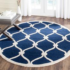 CAMBRIDGE, NAVY / IVORY, 8' X 8' Round, Area Rug, CAM710M-8R