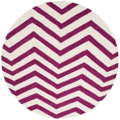 CAMBRIDGE, IVORY / FUCHSIA, 6' X 6' Round, Area Rug, CAM714F-6R