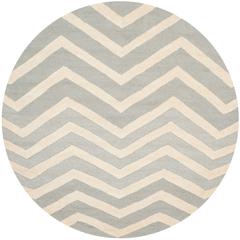 CAMBRIDGE, GREY / IVORY, 6' X 6' Round, Area Rug, CAM714G-6R