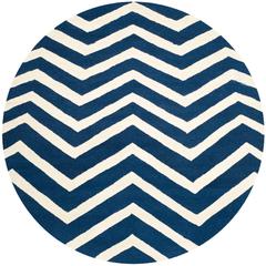 CAMBRIDGE, NAVY / IVORY, 6' X 6' Round, Area Rug, CAM714M-6R
