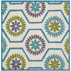 CAMBRIDGE, IVORY / BLUE, 6' X 6' Square, Area Rug