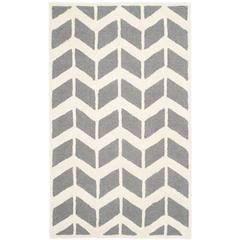 CAMBRIDGE, DARK GREY / IVORY, 3' X 5', Area Rug, CAM718D-3