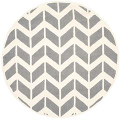 CAMBRIDGE, DARK GREY / IVORY, 6' X 6' Round, Area Rug, CAM718D-6R
