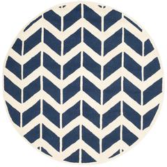 CAMBRIDGE, NAVY / IVORY, 6' X 6' Round, Area Rug, CAM718M-6R