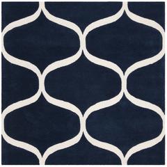 CAMBRIDGE, DARK BLUE / IVORY, 6' X 6' Square, Area Rug
